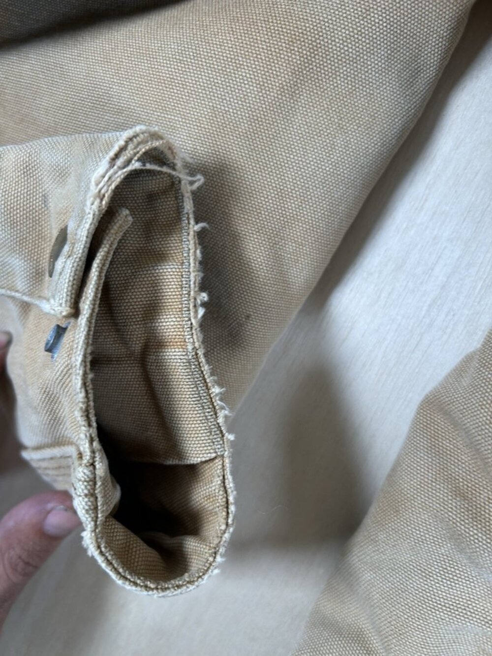 Vintage 1980s Carhartt Detroit Jacket Blanket Lined Tan Distressed Work Size M - Picture 12 of 14